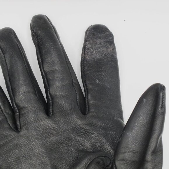 Neiman Marcus black leather ladies glove, silk lined, 8 - Picture 4 of 6